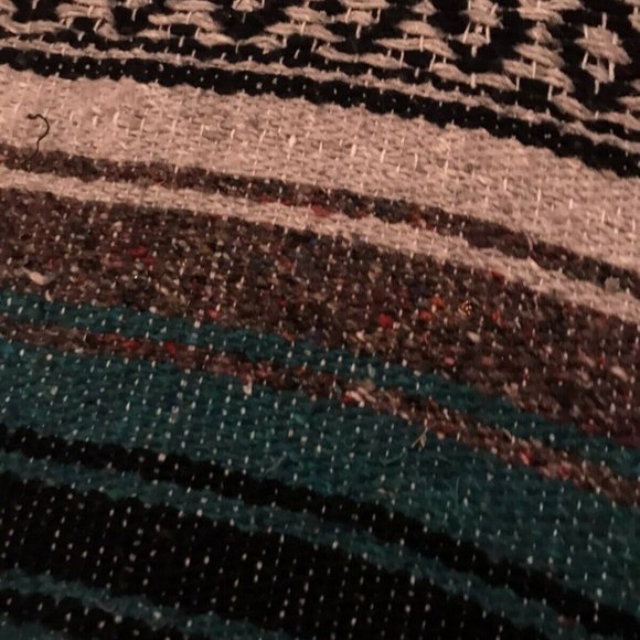 EARTH RAGZ Indian Blue Black ￼White Metallic Southwestern Throw Blanket 48”x 68” - Picture 3 of 8